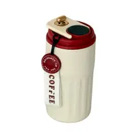 Termos Digital CoffeeMug, Display LED, Termometru inclus, Otel Inoxidabil Interior, Crem si Rosu, 450ml,MIX14826