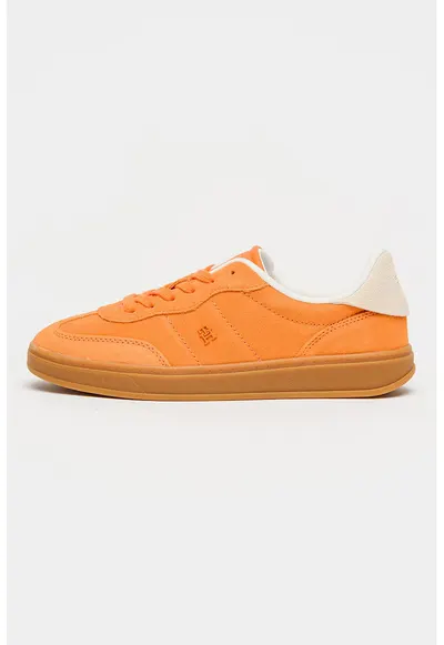 Pantofi sport Heritage din piele intoarsa cu monograma - Portocaliu mandarina/Alb murdar