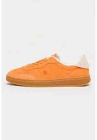 Pantofi sport Heritage din piele intoarsa cu monograma - Portocaliu mandarina/Alb murdar