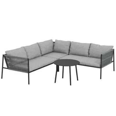 Outsunny Set Grădină Modular 5 Locuri Gri Închis | Aosom Romania