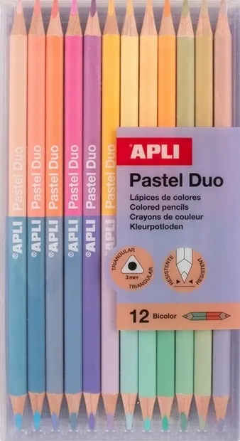 Creioane colorate cu două capete Apli - 12 buc, culori pastelate