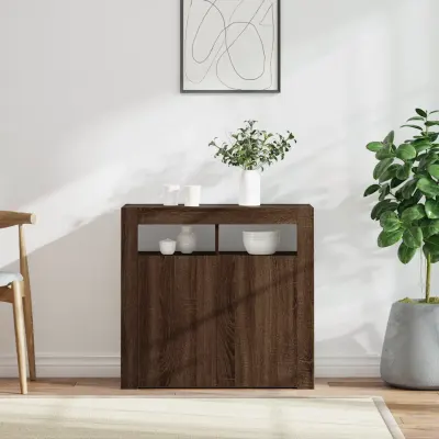 vidaXL Dulap cu lumini LED, stejar maro, 80x35x75 cm