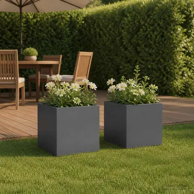 vidaXL Vază pentru Grădină 2 buc. Antracit 20 x 20 x 20 cm