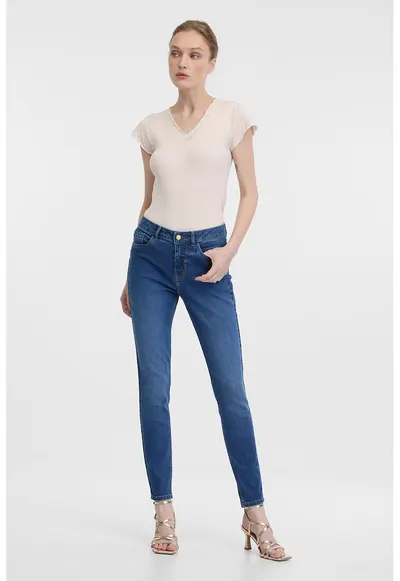 Blugi crop skinny - Albastru inchis