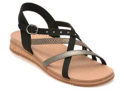 Sandale SKECHERS negre, DESERT KISS LOW, din piele ecologica