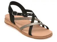 Sandale SKECHERS negre, DESERT KISS LOW, din piele ecologica