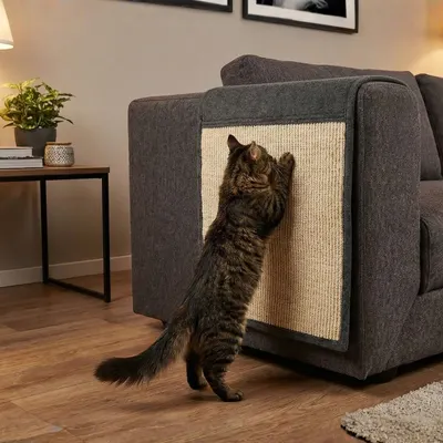 Covoraș de ascuțit gheare, pentru protecția canapelei, cu sisal, 130x45 cm, culoare gri