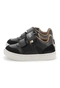Pantofi sport din piele ecologica cu velcro - Negru