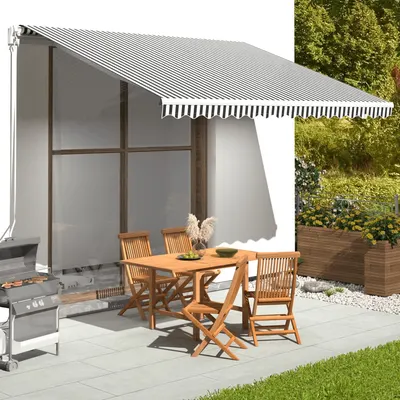 vidaXL Pânză de rezervă copertină, antracit și alb, 380x295 cm, poliester