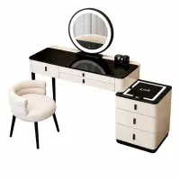 Set MARIPOSA &amp; LUNA &ndash; măsuță de machiaj cu oglindă LED și scaun confortabil 100x40x120 cm