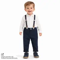 Pantaloni lungi bebelusi Chicco, bretele, Albastru inchis, 00494-69MFCO