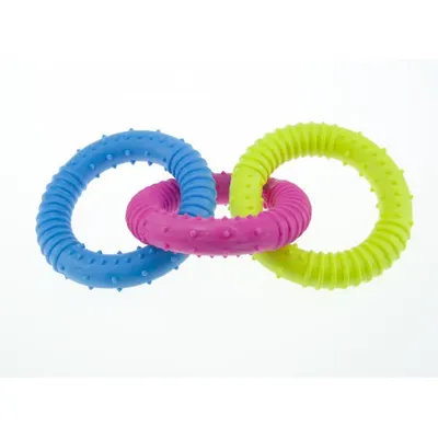 Jucarie Caine Cauciuc dental inele colorate, 16 cm