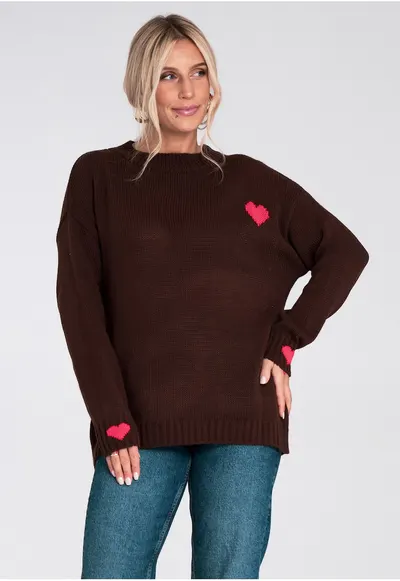 Pulover dama - M1240 - tricotat gros - maro