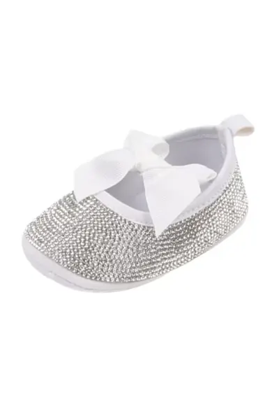 Pantofi Cu Strasuri - Elegant - Textil - Fete - Fara inchidere - Argintiu - Alb