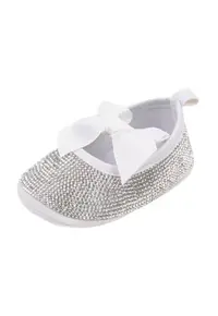 Pantofi Cu Strasuri - Elegant - Textil - Fete - Fara inchidere - Argintiu - Alb