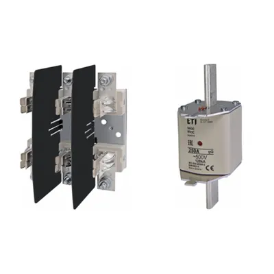 Pachet Protectie Circuit Trifazat: Soclu Siguranta Fuzibila NH3 3P (M12/M12), Siguranta Fuzibila NH3C gG 250A 500V