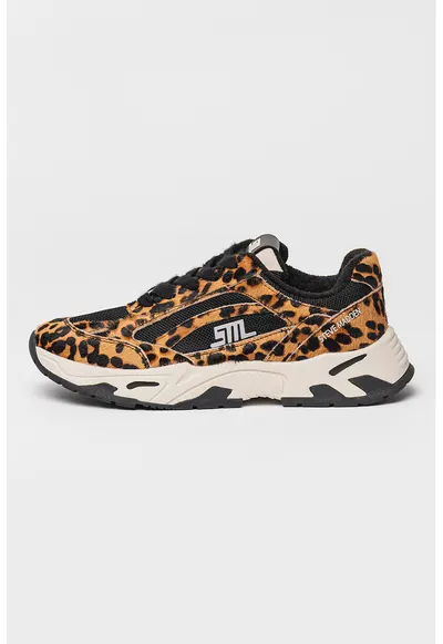 Pantofi sport cu model si garnituri din piele - Negru/Maro
