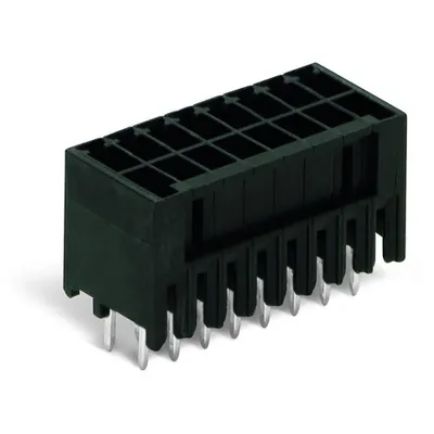 THR male header, 2-row; 0.8 x 0.8 mm solder pin; straight; 100% protected against mismating; Pin spacing 3.5 mm; 2 x 11-pole; black