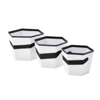 Set 3 cutii hexagon cu mâner - alb
