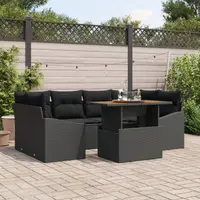 Gossi set de canapea de gradina de 7 piese cu perne negru ratan polietilenic