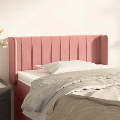 vidaXL Tăblie de pat cu aripioare roz 103x16x78/88 cm catifea