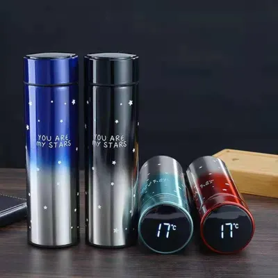 Set 2 x Termos Smart cu afisaj LED, Inox, 500 ml