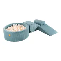 Teren de joacă din spumă turcoaz 3 buc. din catifea reiată înălțime 30 cm 225x90 cm – Meowbaby