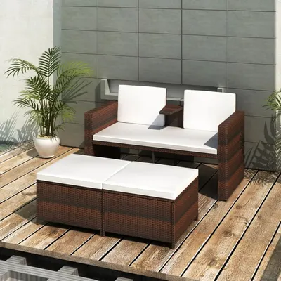 Gossi set mobilier de gradina cu perne, 4 piese, maro, poliratan