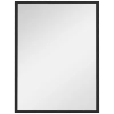 HOMCOM Oglindă Dreptunghiulară de Perete cu Cârlige, Sticlă și MDF, 60x80 cm, Negru | Aosom Romania