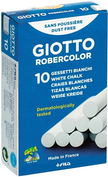 Cretă albă fără praf Giotto Robercolor - 10 buc