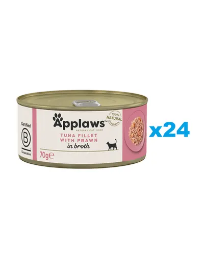APPLAWS Cat Adult Tuna with Prawn in Broth hrana pisica adulta 24x70g ton si crevete in sos