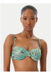 Top bikini dama - animal print zebra - albastru - material sintetic