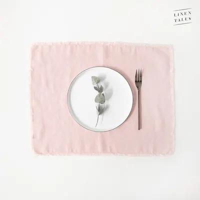 Suport pentru farfurie roz deschis din in 35x45 cm - Linen Tales