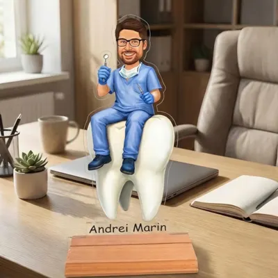 Statueta Personalizata tip Trofeu cu Caricatura Stomatolog