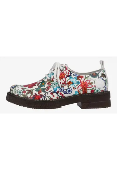 Pantofi casual cu imprimeu floral si inchidere cu sireturi