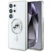 Husa MagSafe pentru Samsung Galaxy S25 Ultra S938, Karl Lagerfeld, IML Metal Karl & Choupette's Heads, Alba