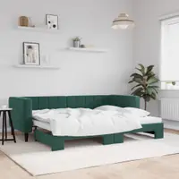 Gossi pat de zi cu extensie, verde inchis, 80x200 cm, catifea