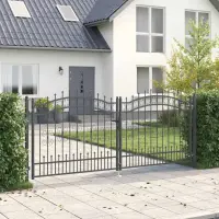 vidaXL Poartă din Gard cu Vârf de Lancă KAMPEN 305 x 125 cm Gri Blocat