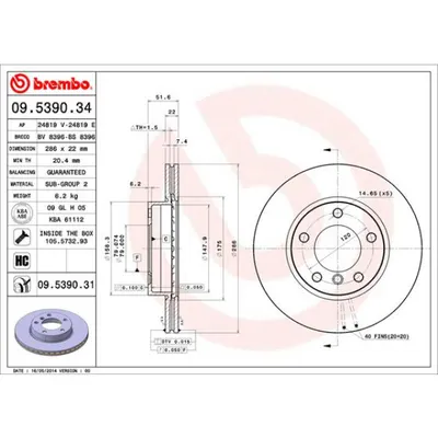 Disc frana BREMBO 09.5390.31
