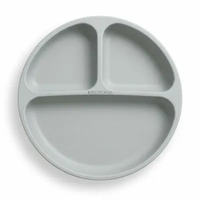 Farfurie compartimentata, Bocioland, Rotunda, Cu 3 compartimente, Fara BPA, 6-36 luni, Gray
