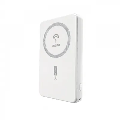 Baterie Externa Wireless Dudao K14S, 5000mAh, 20W, QC + PD + FQI, 1 x QI - 1 x USB-A - 1 x USB-C, Alba