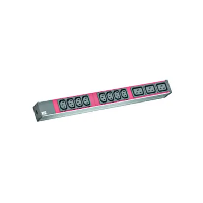 PDU19'' 8XC13 + 3XC19, 2m fisa C20 si AL- Negru- prize Rosii