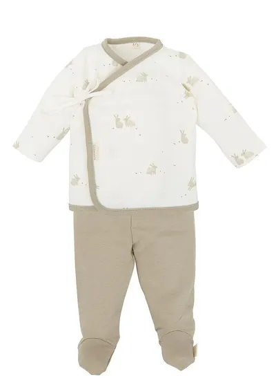 Set pentru bebeluși Bimbidreams - Bunny, vestă și pantaloni cu picior, 0-1 luni