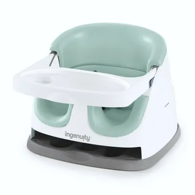 Scaun inaltator, Ingenuity, 2 in 1, Tavita pliabila, Utilizare atasat de scaun sau individual pe podea, Pana la 22 kg, Fara BPA, 6 luni+, Verde
