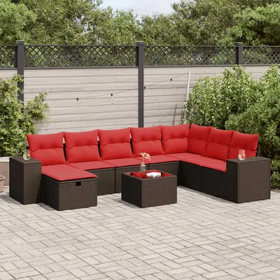 Gossi set canapele de gradina cu perne, 9 piese, maro, poliratan
