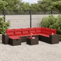 Gossi set canapele de gradina cu perne, 9 piese, maro, poliratan
