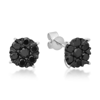 Cercei cu surub din aur alb cu diamante negre de 0.2ct