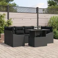 Gossi set de canapea de gradina cu 7 piese si perne negre din poliester