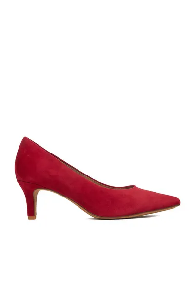 Pantofi dama piele intoarsa - Rosu