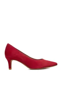 Pantofi dama piele intoarsa - Rosu